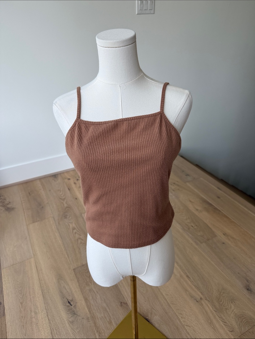 Ribbed tank top Cami in Brown